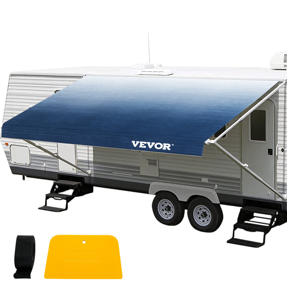 Rv Awning Awning Replacement Fabric 16 Ft Fabric 152 Slate Blue Rv Awning Replacement 15Oz Vinyl Material Replacement Awning Sun Shade And Waterproof Camper Awning Replacement Fabric