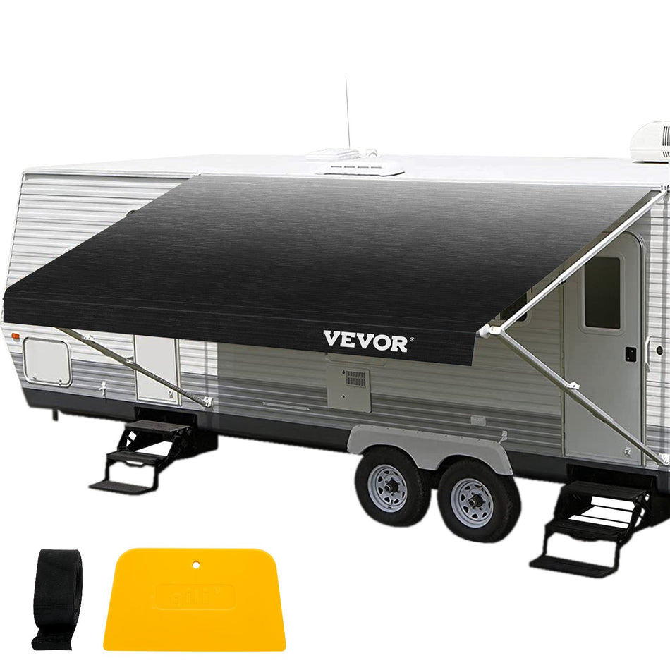 Rv Awning Awning Replacement Fabric 16 Ft Charcoal Fade Rv Awning Replacement 15Oz Vinyl Material Replacement Awning Sun Shade And Waterproof Camper Fabric Size 15 Ft 2 In