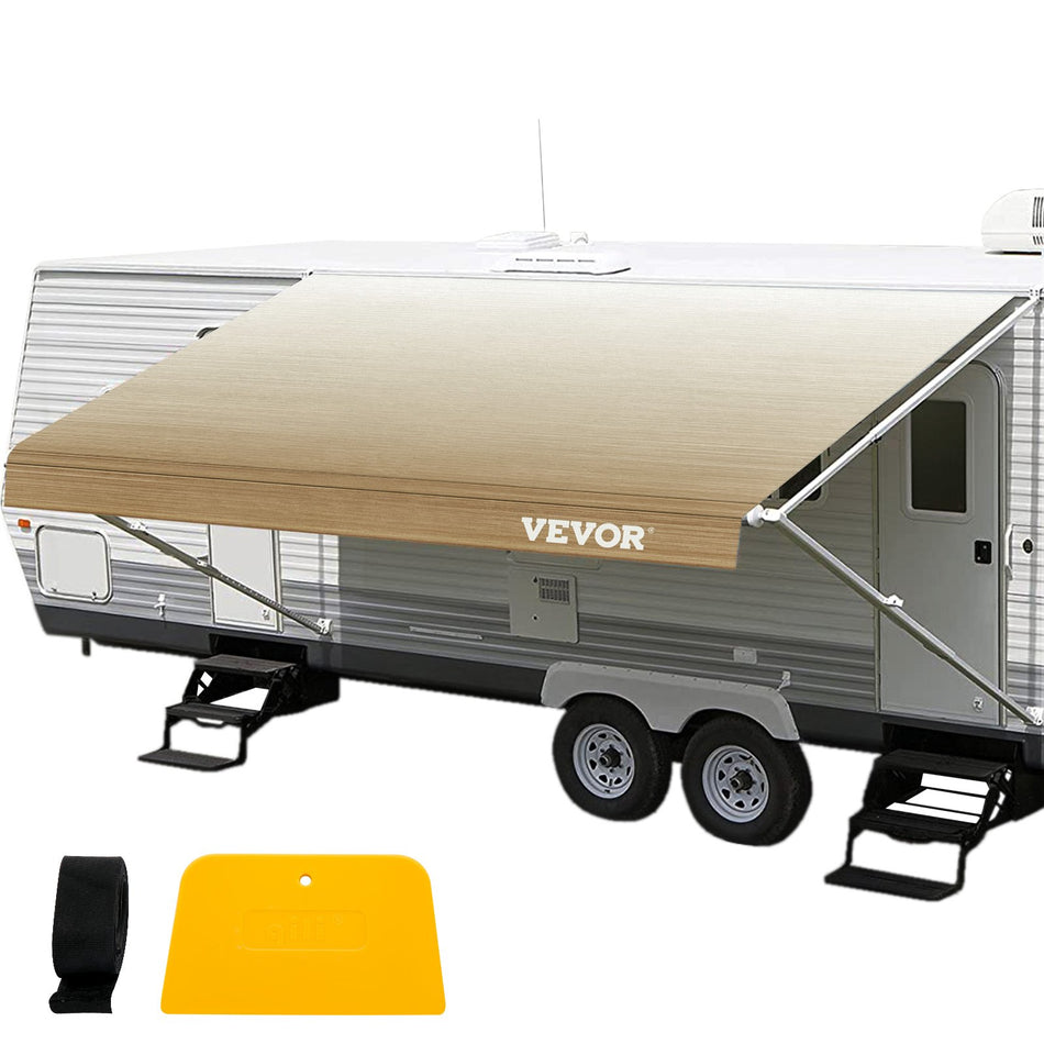 Rv Awning 14 Ft Awning Replacement Fabric 132 Brown Fade Rv Awning Replacement 15Oz Vinyl Material Replacement Awning Sun Shade And Waterproof Camper Awning Replacement Fabric