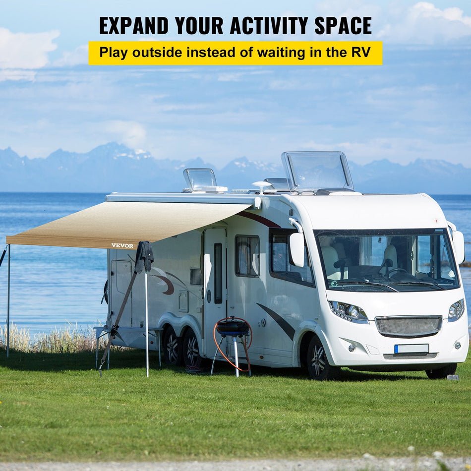 Rv Awning 17 Ft Awning Replacement Fabric 162 Brown Fade Rv Awning Replacement 15Oz Vinyl Material Replacement Awning Sun Shade And Waterproof Camper Awning Replacement Fabric